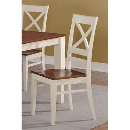 EAST WEST FURNITURE East West Furniture QUC-WHI-W Quincy Dining Chair with Wood Seat in Buttermilk and Cherry Pack of 2 QUC-WHI-W